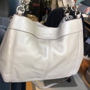 Coach satchel in gray pebbled leather